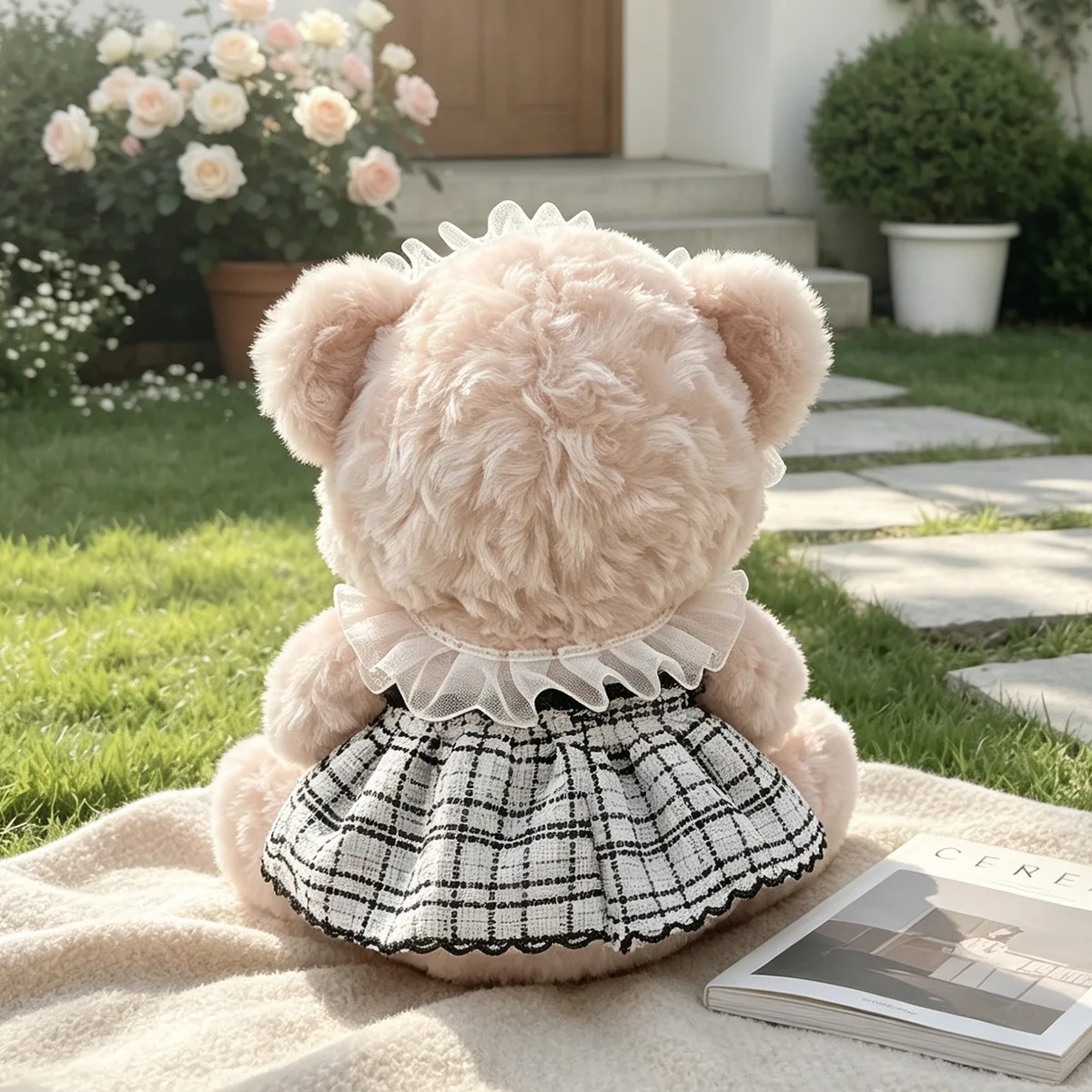 SKU: Y3809 · Tweed Bouclé Bear (24cm · Classic Luxury French Chic)