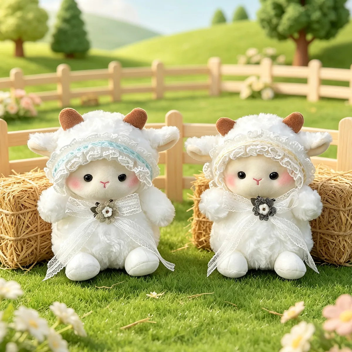 SKU: Y3967 · Lace Headband Lamb (24cm · Sweet Vintage Chintz Accents)