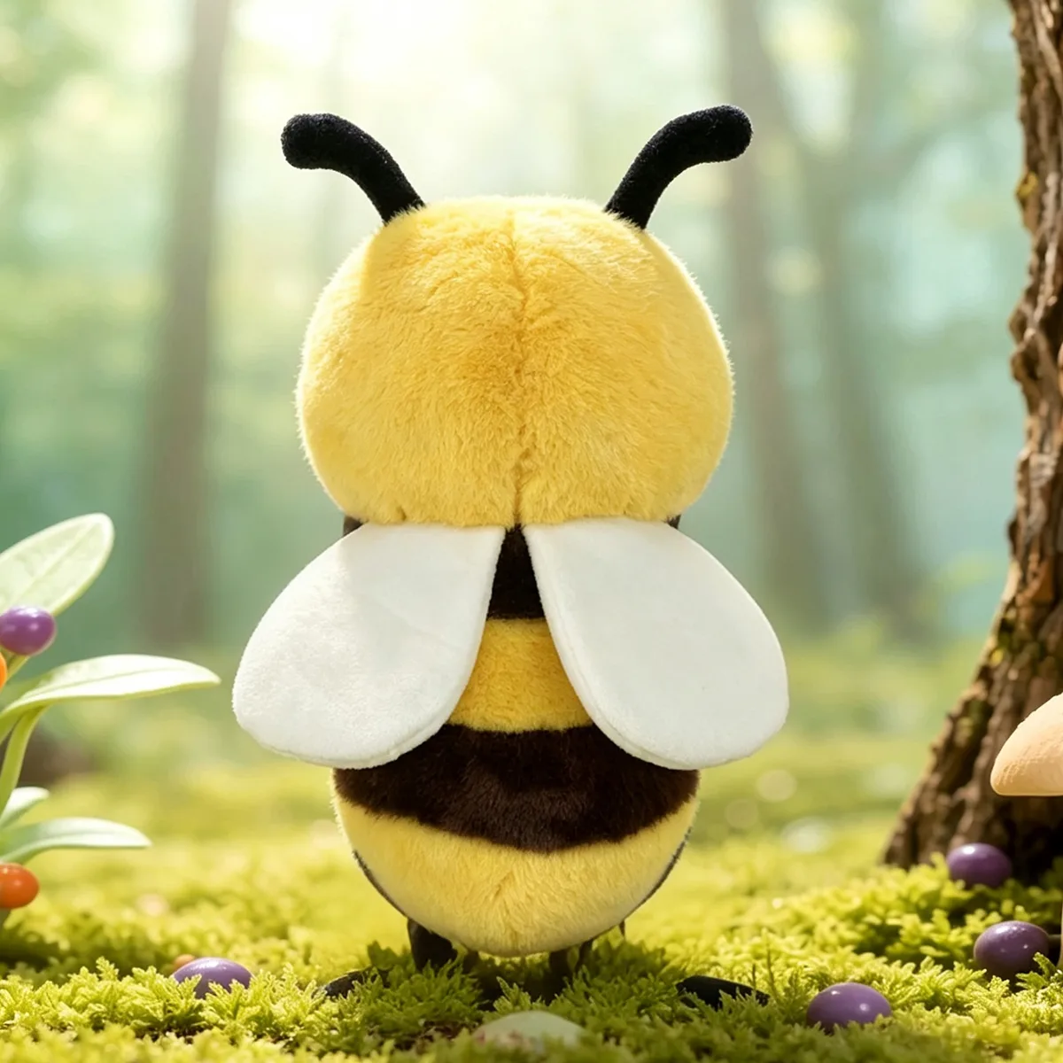 SKU: YY3665 · Plump Bumblebee Cushion (35cm · Soft Velour Stripes & Felt Stinger)