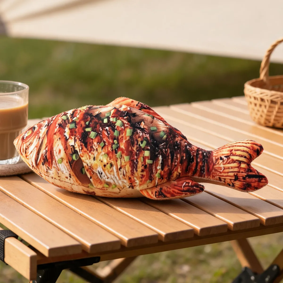 SKU: Y3693 · Grilled Grass Carp Pillow (40cm · Barbecue Char Detail Visual)