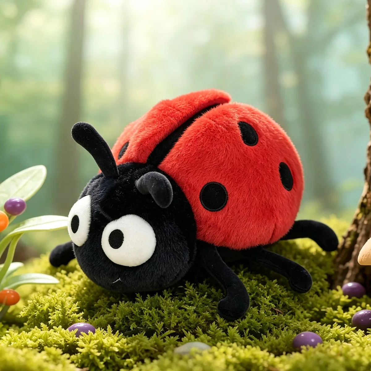 SKU: YY3662 · Polka-Dot Ladybug Cushion (35cm · High-Contrast Scarlet Shell)